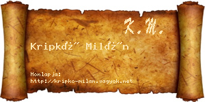 Kripkó Milán névjegykártya