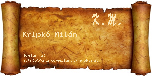 Kripkó Milán névjegykártya